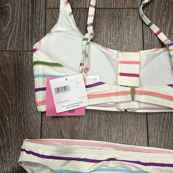 KATE SPADE (NWT) Zip Front Bikini Top & Bottoms, Party Stripe, Size XS - Picture 7 of 10